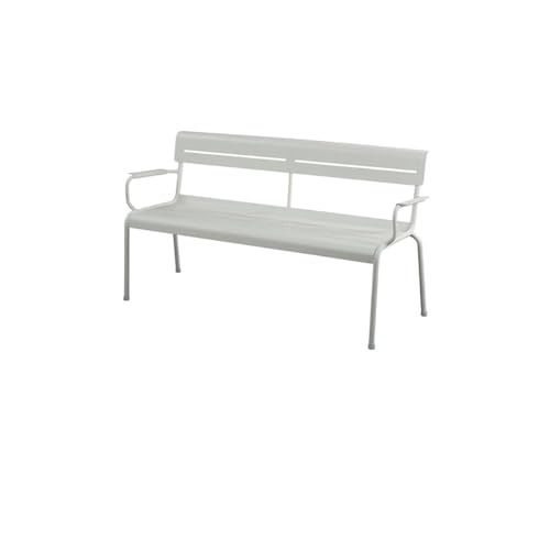 Jian1004 Gartenbänke Aluminiumbank for den Außenbereich, wasserdichter Loungesessel for den Terrassengarten mit Rückenlehne(White,120cm) von Jian1004
