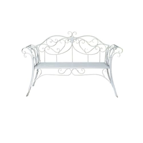 Jian1004 Gartenbänke Garten-Loungesessel aus Eisen mit doppelter Rückenlehne, Terrassenmöbel for den Innenhof(White) von Jian1004