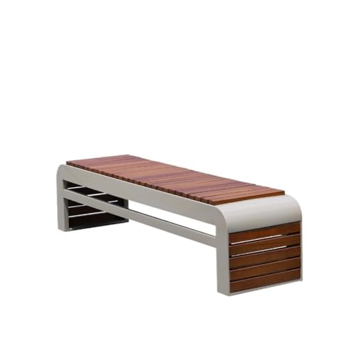 Jian1004 Gartenbänke Parkbank aus Massivholz for den Außenbereich, Gartensitz aus Edelstahl for Terrassenrasen(150cm) von Jian1004