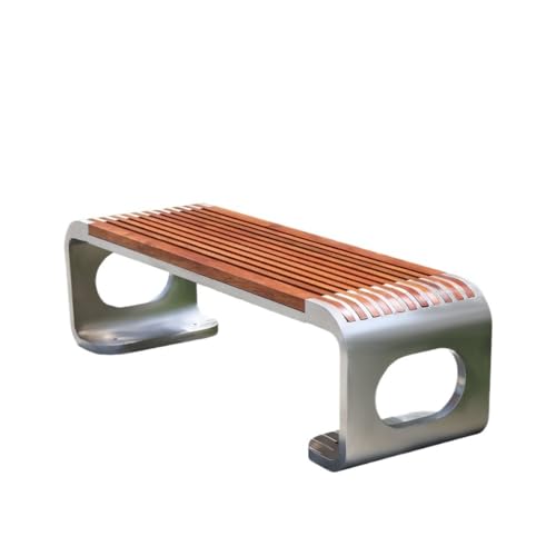 Jian1004 Gartenbänke Parkbank aus Massivholz for den Außenbereich, Gartensitz aus Edelstahl for Terrassenrasen(Silver) von Jian1004