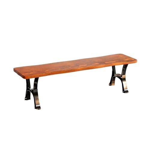 Jian1004 Gartenbänke Parkbank for den Außenbereich, Gartenstuhl mit Rückenlehne aus Aluminiumguss, wetterfestes Holz(Brown,120cm) von Jian1004