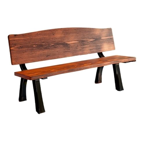 Jian1004 Gartenbänke Parkbank for den Außenbereich, Gartenstuhl mit Rückenlehne aus Aluminiumguss, wetterfestes Holz(Brown,150cm) von Jian1004
