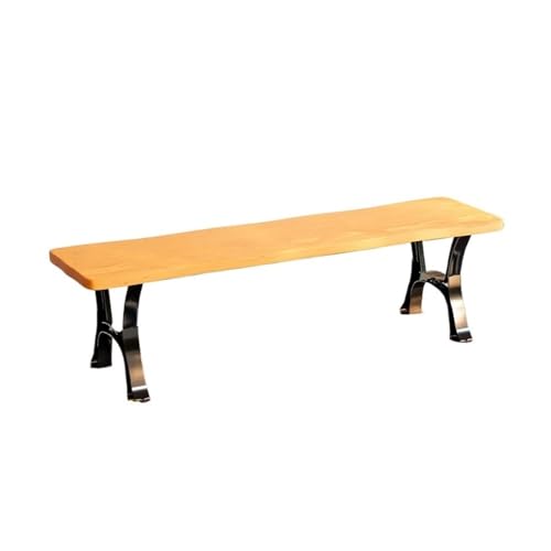Jian1004 Gartenbänke Parkbank for den Außenbereich, Gartenstuhl mit Rückenlehne aus Aluminiumguss, wetterfestes Holz(Yellow,120cm) von Jian1004