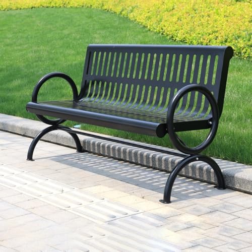 Jian1004 Gartenbänke Stabile Parkbank aus Stahl for 2 Personen, Sitzgelegenheiten for Garten und Terrasse(Black,150cm) von Jian1004