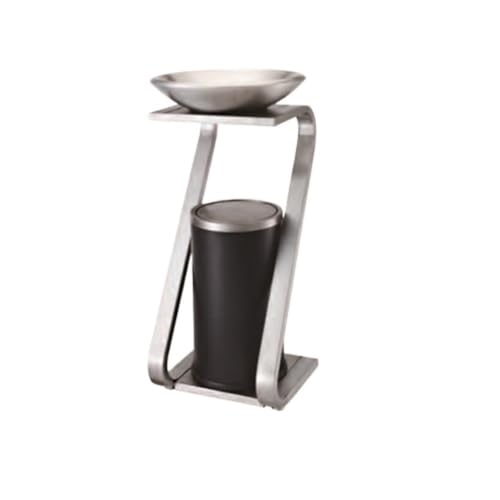 Mülleimer für draußen, Edelstahl-Mülleimer mit Aschenbecher for Hotellobby, Büro, Gewerbe(Silver) von Jian1004