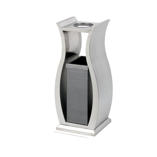 Mülleimer für draußen, Edelstahl-Mülleimer mit Aschenbecher for Hotellobby, Büro, Gewerbe(Silver) von Jian1004