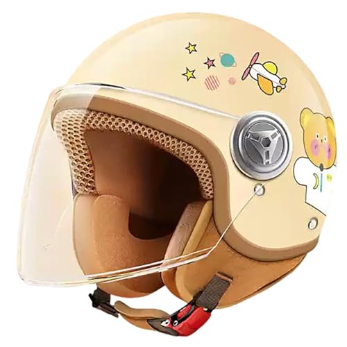 3/4-Motorrad-Halbhelm Für Kinder Mit Katzenohren, Retro-Stil, Offenes Gesicht, Roller, Fahrrad, Jugend, Kind, Dirtbike, Go-Kart, Moped, ATV Für Jungen Und Mädchen, DOT-Geprüft A9,49-55cm 3/4-Motorrad-Halbhelm Für Kinder Mit Katzenohren, Retro-Stil, Offenes Gesicht, Roller, Fahrrad, Jugend, Kind, Dirtbike, Go-Kart, Moped, ATV Für Jungen Und Mädchen, DOT-Geprüft A9,49-55cm von JianJud