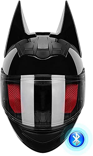 Batman Bluetooth Helm, ECE-Geprüfter Herren Und Damen Cooler Niedlicher Batman Integralhelm, Elektro Motorrad Herren Und Damen Cool Racing Motocross Integralhelm A,XL von JianJud