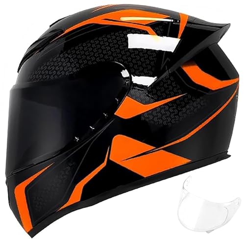 Integralhelm Mit Klappmechanismus Für Motorrad, Modularer Helm, Integriertes Motorrad-Doppelvisier Für Erwachsene, Männer Und Frauen, Moped-Straßenrennen, DOT-Geprüft H,S/(55~56cm) von JianJud