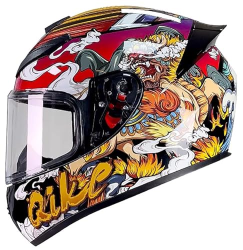 Integralhelm für Motorradfahrer mit Visier, DOT-zugelassen, Dirtbike-Helm für Erwachsene, für Männer und Frauen A4,XXL/(61~62cm) von JianJud