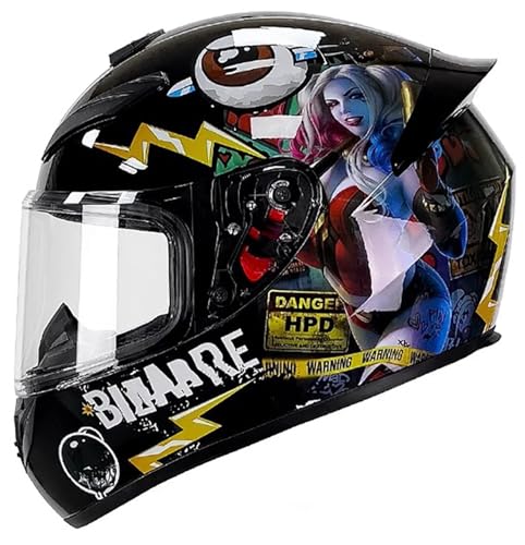 Integralhelm für Motorradfahrer mit Visier, DOT-zugelassen, Dirtbike-Helm für Erwachsene, für Männer und Frauen C3,L/(57~58cm) von JianJud