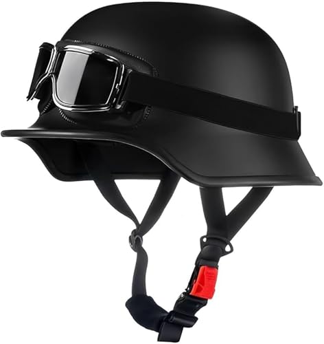 Motorrad-Halbhelm, Vintage-Halbhelm, Halbschalen-Polokappe, Unisex, DOT-zertifizierte Passform für Damen und Herren A1,S/(55~56cm) von JianJud