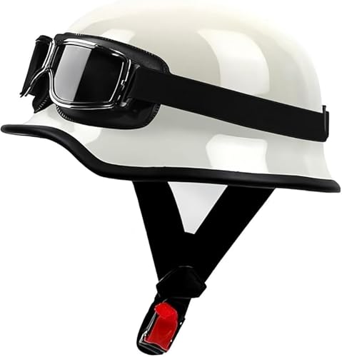 Motorrad-Halbhelm, Vintage-Halbhelm, Halbschalen-Polokappe, Unisex, DOT-zertifizierte Passform für Damen und Herren A2,XL/(61~62cm) von JianJud