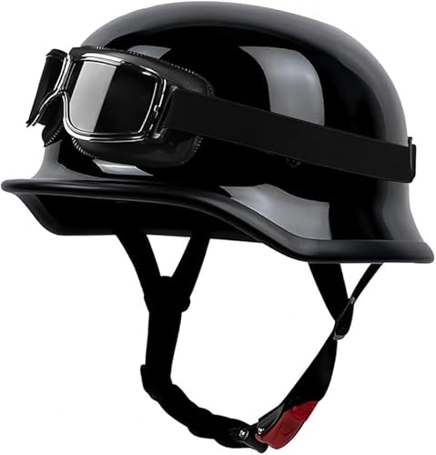 Motorrad-Halbhelm, Vintage-Halbhelm, Halbschalen-Polokappe, Unisex, DOT-zertifizierte Passform für Damen und Herren A3,XXL/(63~64cm) von JianJud