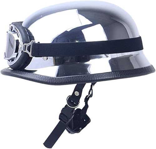 Motorrad-Halbhelm, Vintage-Halbhelm, Halbschalen-Polokappe, Unisex, DOT-zertifizierte Passform für Damen und Herren A4,S/(55~56cm) von JianJud