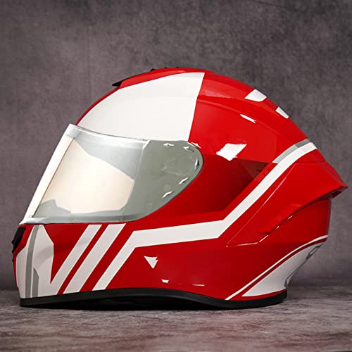 Motorrad-Integralhelm – Motorrad-Straßenrad-Rennhelm ECE-Zugelassener Rennhelm Mit Sonnenblende Für Erwachsene, Männer Und Frauen D1,M:57-58CM von JianJud