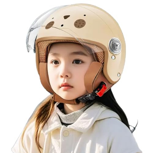 Motorrad Kinderhelm Rollerhelm Jethelm Mit Visier, Mädchen Rollerhelm Junge Mopedhelm, Schnellverschlusstasche, 45-55Cm, Für 4 Jahre - 12 Jahre Kind A4,45-55cm von JianJud