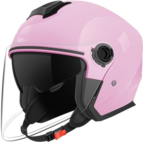 Retro 3/4 Motorrad Helm Jethelm Mit Visier ECE-Zulassung Mopedhelm Motorradkreuzer-Rollerhelm Chopper Helm Anti-Collision Helm Straße Fahrrad Helm Für Erwachsene Herren Damen A,M/(55~58cm) von JianJud