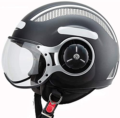 Vintage Motorrad Helme Schalen, Retro Halbhelm Moped Helm mit offenem Gesicht und Visier für Chopper Cruiser Racing Pilot ECE genehmigt D,XL von JianJud