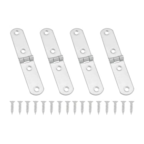 JianLing Klappscharnier für Schranktüren, 9,7 x 1,8 cm, mit 16 Schrauben, Klappscharnier, Hardware-Zubehör, 97 mm, weißes Zink, für Schuhschränke, Schubladen, Nähmaschinen und Computertische, 4 Stück von JianLing