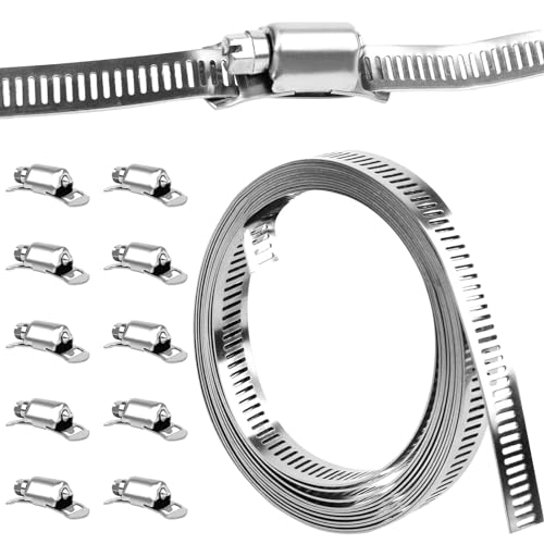 JiangLin Schlauchschellen Edelstahl,Schlauchschellen,DIY Schlauchschellen Set 3 m Einstellbar Band mit 10 Stücke Befestigung Für Tank/Haus Gasrohr/Wasser Rohr/Kühler/großes Rohr/Automobil Tubing JiangLin Schlauchschellen Edelstahl,Schlauchschellen,DIY Schlauchschellen Set 3 m Einstellbar Band mit 10 Stücke Befestigung Für Tank/Haus Gasrohr/Wasser Rohr/Kühler/großes Rohr/Automobil Tubing von JiangLin