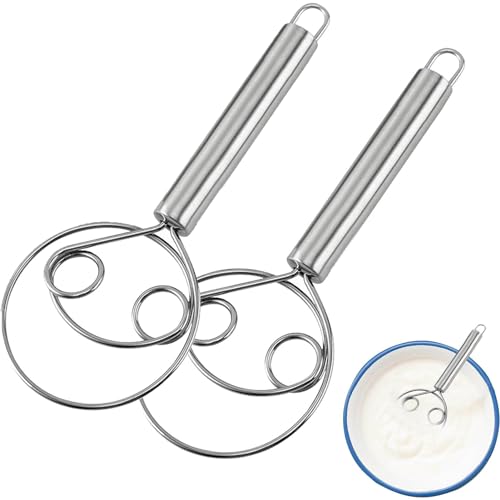 Magischer Teigbesen aus Edelstahl, dänischer Teigbesen, Hand-Teigbesen, Hand-Brotteig Mixer, Brotteig-Schneebesen, Edelstahl-Gebäck-Schneebesen, Handmixer zum Kochen, Teig-Wischwerkzeug, 2 Stück von Jiangbao