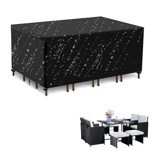 Abdeckung Gartentisch 150x110x75cm Winterfest Terrassenmöbel Abdeckung, Oxford Gewebe für Outdoor Sofa Tisch Möbelsets, Black Schwerlast 600D Rechteckige Schutzhülle von Jianghu Art