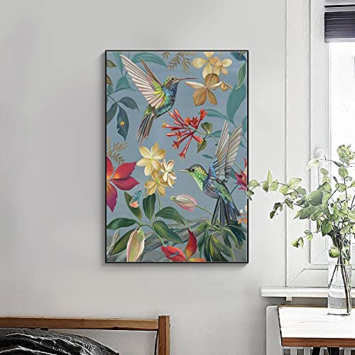 Chinesischer Stil Wunderschöner Vogel und Blumen Gerahmtes Wandkunst Poster - Leinwand Malerei Druckanlage Dekoration Bild Dekor 70x100cm (28x39in) Mit Rahmen von Jianghu Art