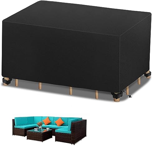 Gartenmöbel-Abdeckungen, schwarz, 280 x 140 x 100 cm, wasserdichte Abdeckung für Terrassenmöbel, Outdoor-Garten, Rattan, Tisch, Stuhl, 420D strapazierfähiges Oxford-Gewebe, Rattan-Möbelabdeckung, von Jianghu Art