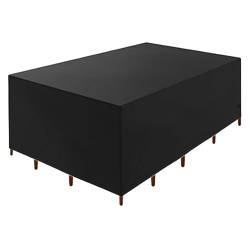 Gartentischhussen Wasserdichte Gartenmöbel Abdeckungen, 190x125x80cm Rechteckig Schwarz Möbel Set Abdeckung 600D Oxford Stoff Gartentisch Abdeckung Winddicht Anti-UV Outdoor Rattan Sofabezug von Jianghu Art