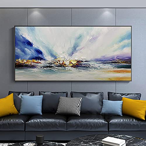 Großes Leinwandbild Gemälde im Wohnzimmer Restaurant Innendekoration Bild Wandkunst Bunte Abstrakte 80x160cm(32x63in) mit Rahmen von Jianghu Art