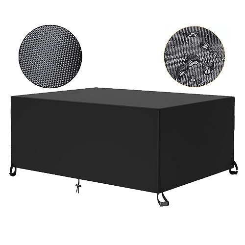 Jianghu Art Abdeckplane GartenmöBel Winterfest 330x220x90cm Abdeckhauben & HüLlen Rechteckig Schwerlast 600D Oxford Gewebe, Schutzhüllen für gartenmöbel und Sofa - Schwarz von Jianghu Art