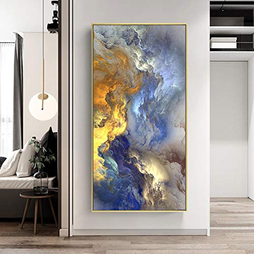 Jianghu Art Abstrakte bunte Wolken gerahmte Wandmalerei, übergroßes Dekor, vertikales Rechteck, Leinwand-Kunstdruck, Wohnzimmerposter, 100 x 200 cm/(39 x 78 Zoll) mit Rahmen von Jianghu Art