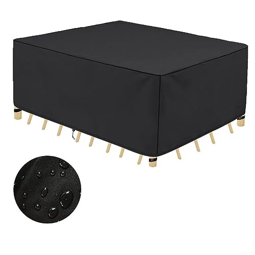 Jianghu Art Gartenmöbel-Abdeckung, hoch, 280 x 204 x 106 cm, Möbelabdeckung, Set für Garten, wasserdicht, 600D Oxford, rechteckig, Outdoor-Rattan-Möbelabdeckung, UV-Schutz, reißfest Jianghu Art Gartenmöbel-Abdeckung, hoch, 280 x 204 x 106 cm, Möbelabdeckung, Set für Garten, wasserdicht, 600D Oxford, rechteckig, Outdoor-Rattan-Möbelabdeckung, UV-Schutz, reißfest von Jianghu Art