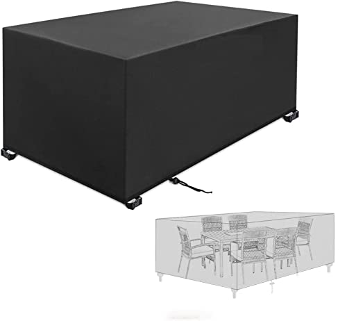 Jianghu Art Gartenmöbel Abdeckung 250 x 250 x 70 cm, Rechteckig Schwerlast 600D Oxford Gewebe, Wasserdicht, Winterfest Abdeckplane Schutzhülle für Gartentisch Loungemöbel von Jianghu Art