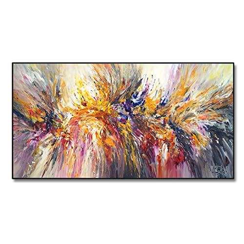 Jianghu Art Große Größe Leinwand Wohnkultur Abstrakte bunte Bilder Leinwand Malerei Blüte Blume Poster Drucke Wandkunst für Wohnzimmer 98 x 196 cm/(39 x 77 Zoll) mit Rahmen von Jianghu Art