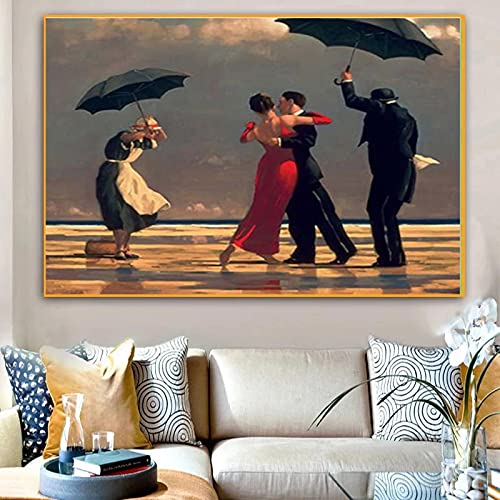 Jianghu Art Moderne Wandkunst Poster und Drucke Kunstwerk Edward Hopper Tanzen Leinwand Gemälde Wandkunst Bild für Wohnzimmer 50x85cm(20x33in) mit Rahmen von Jianghu Art
