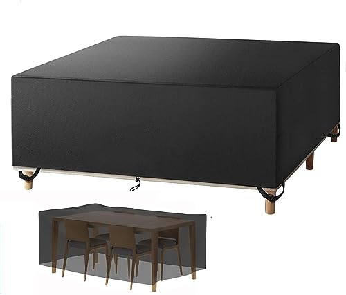 Jianghu Art Sofa üBerzug Abdeckplane Abdeckung GartenmöBel 140x120x100cm Schutzhülle Gartenmöbel, rechteckig, für Terrassentisch und Stühle, schwarz von Jianghu Art
