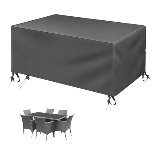 Jianghu Art Tischabdeckung Outdoor Wetterfest 200x200x100cm Abdeckung Gartenmöbel Winterfest Rechteckig Terrassengarnitur, Schutzplane XXL Schutzhülle für Gartenmöbel Schnittsofa Robuster Möbelschutz von Jianghu Art