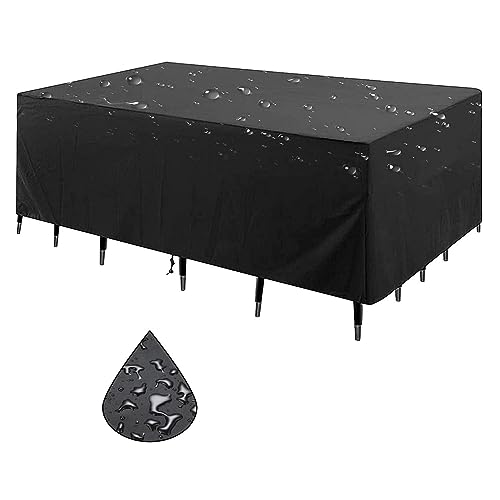 Jianghu Art für Tischabdeckung GartenmöBel 140x100x85cm Wasserdicht Abdeckplane Gartenmöbel 750D Oxford Gewebe, Wetterfest Anti-UV Reißfest für Tische und Stühle Sofas von Jianghu Art