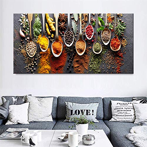 Lebensmittel Malerei Große Wandkunst Gedruckt Moderne Gewürze Poster Leinwand Bild Für Küche Restaurant Dekoration 75x150cm(30x60in) Mit Rahmen von Jianghu Art