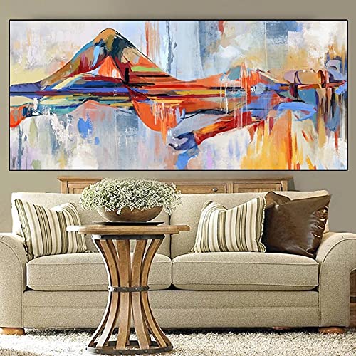 Moderne große gerahmte Aquarell abstrakten Stil beliebte Kunst Leinwand Malerei Poster und Drucke Wandkunst Bilder 80x160cm (32x63in) mit Rahmen von Jianghu Art