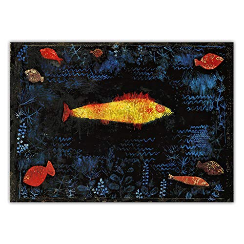 Paul Klee《Der Goldfisch》Leinwandkunst Ölgemälde Artwork Print Poster Bild Wanddekor Home Wohnzimmer Drucke Dekoration 35x52cm Kein Rahmen von Jianghu Art
