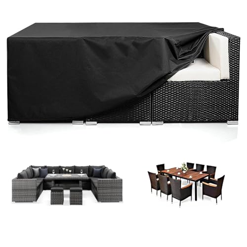 Qutdoor Abdeckung Gartenmöbel Winterfest und Wasserdicht 145x145x70cm UV-Beständiges Abdeckplane Gartenmöbel-Schwarz 600D Oxford Gewebe Garden Furniture Cover Outside Sectional Couch Cover von Jianghu Art