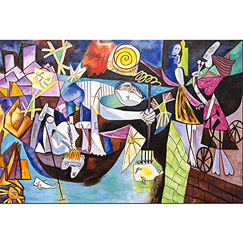 Reproduktion Abstrakte Nachtfischen Kunst Picasso Leinwand Wand Ar Malerei Poster und Druck Wandkunst Bild Dekoration 30x50cm (12x20in) Mit Rahmen von Jianghu Art