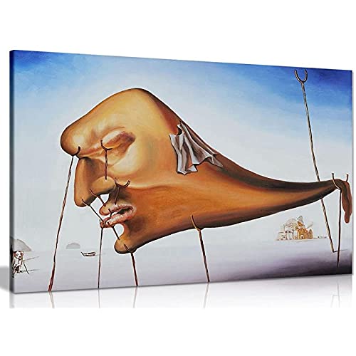 Salvador Dali Schlaf Leinwand Wandkunst Bilddruck - Große Wandkunst Für Wohnzimmer Wanddekor 80x120cm (32x47in) Mit Rahmen von Jianghu Art