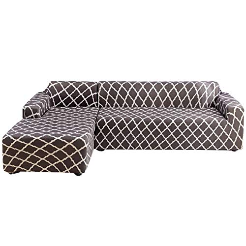 jianyana L-Form-Stretch Sofabezüge Polyester Spandex Stoff Slipcover 2ST Polyester-Gewebe Stretch Slipcovers + 2pcs Kissenbezüge für modernes Schnittsofa von jianyana