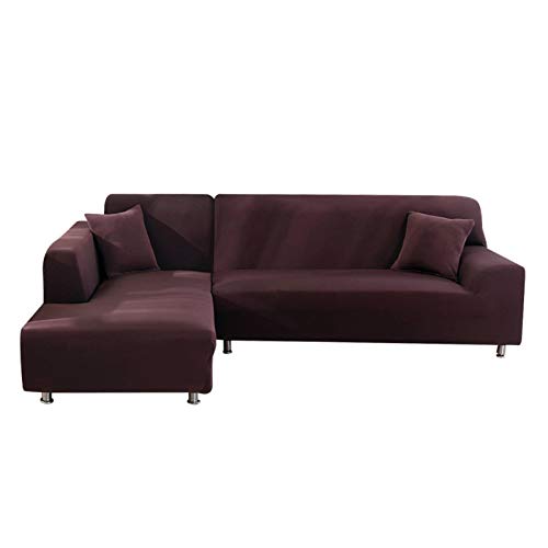 jianyana Sofa Überwürfe Elastische Sofabezüge L Form Stretch Sofabezug Couchbezug L Form 3 Sitzer 2ST + 2 Pcs Kissenbezüge von jianyana