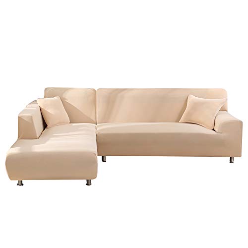 jianyana Sofabezug Ecksofa L Form Stretch Sofa Überwürfe Waschbar Sofabezug L Form Couchbezug 3 Sitzer+3 Sitzer mit Zwei Kissenbezüge von jianyana