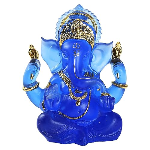 Jiawinng Ganesha Idol Elefantengott Statue, Glas Skulptur Buddha Figur Dekoration 5,51 Zoll Für Die Heimdekoration - Geschenk Für Liebhaber Von Hindu Götterstatuen.,Blau von Jiawinng